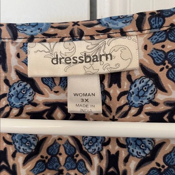 Dressbarn Blue and Tan Floral Blouse - Picture 3 of 6